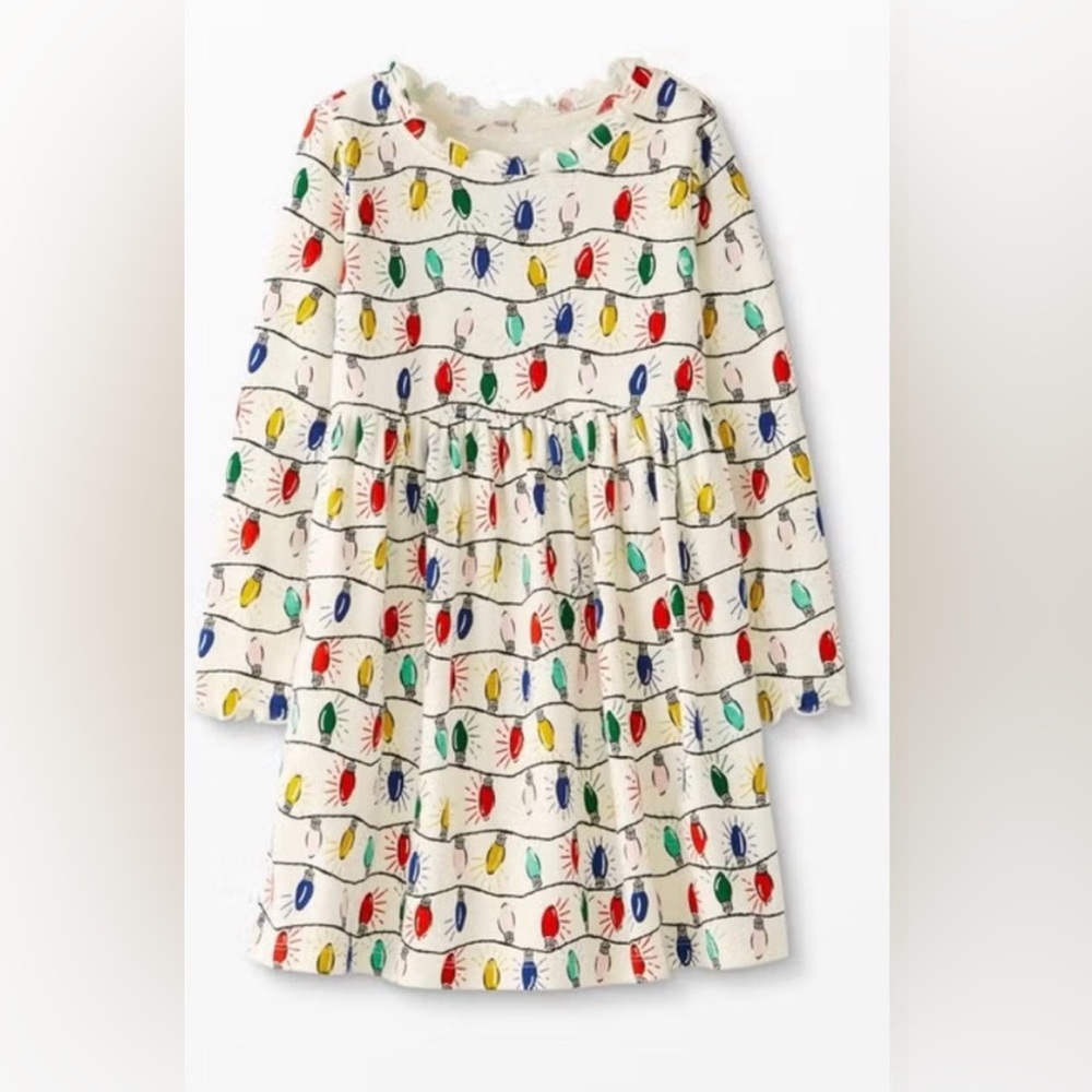 Hannah Andersson Christmas  Colorful Kids Dress with Festive Lights Pattern